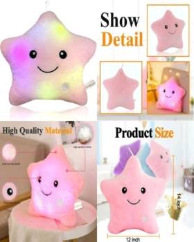 Creative Toy Luminous Relax Body Pillow Soft Stuffed Plush Glowing Colorful  Star Shape Cushion Led Light Night Light Toys Gift For Kids Children Girls  7 Colour Changeable bedding bed gift girl present